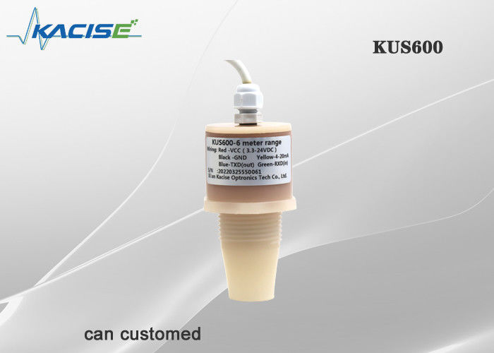 KUS600 IP68 Ανερόστερος υπερηχητικός αισθητήρας επιπέδου νερού με εμβέλεια 0,6m-5m και κάλυψη PVDF