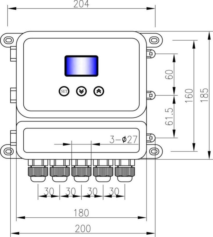IP65 0-99999.99m3/h Υπερήχων μετρητή ροής με υλικό διαχωρισμένου κελύφους POM ABS