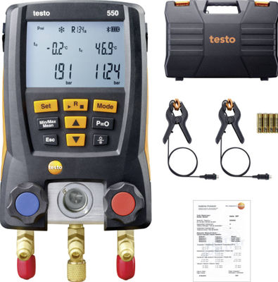 Το Testo 550 Digital Refrigerant Manifold Kit με Bluetooth Connectivity 60 προφίλ ψυκτικών και ανθεκτικό σχεδιασμό